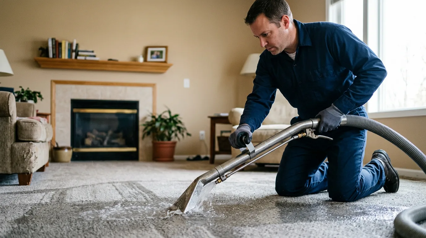 Water damage restoration technician working near Harrington, DE
